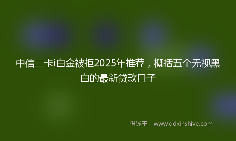 中信二卡i白金被拒2025年推荐，概括五个无视黑白的最新贷款口子