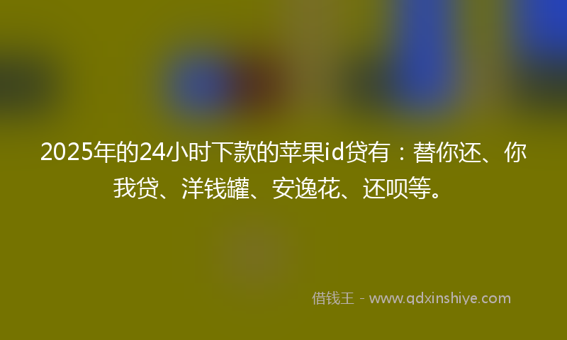 2025年的24小时下款的苹果id贷有：替你还、你我贷、洋钱罐、安逸花、还呗等。