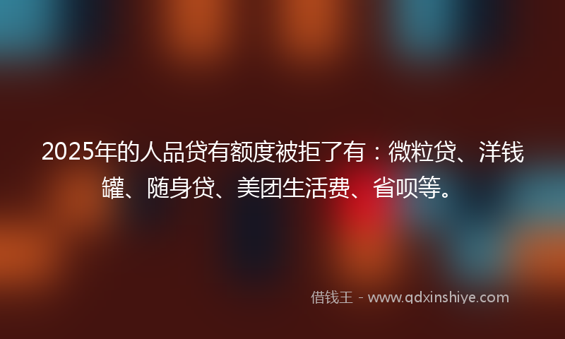2025年的人品贷有额度被拒了有：微粒贷、洋钱罐、随身贷、美团生活费、省呗等。
