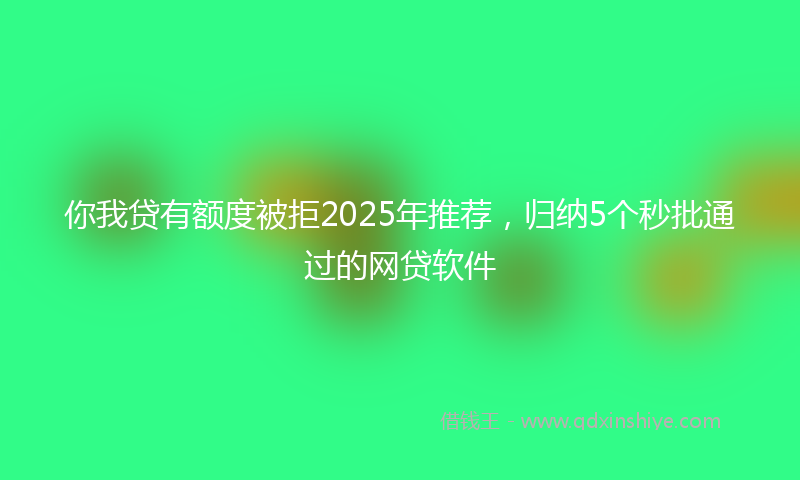 你我贷有额度被拒2025年推荐，归纳5个秒批通过的网贷软件