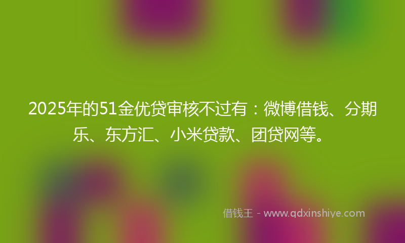 2025年的51金优贷审核不过有：微博借钱、分期乐、东方汇、小米贷款、团贷网等。