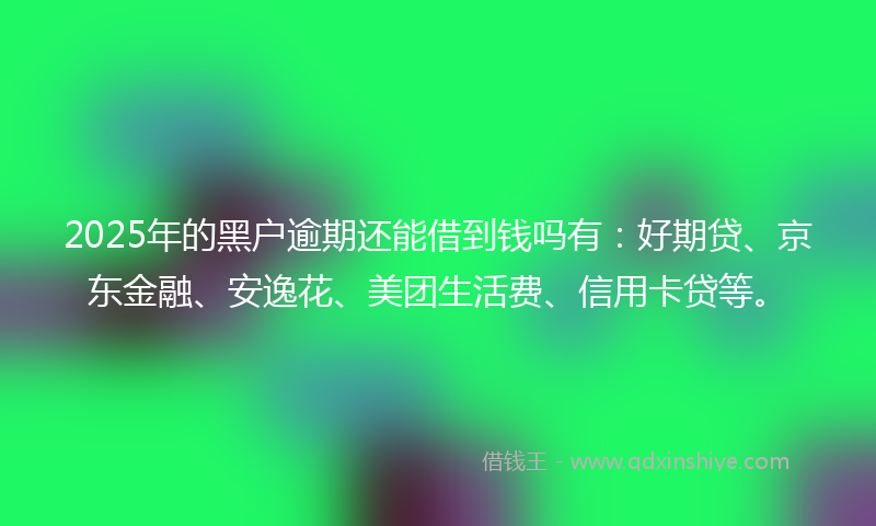2025年的黑户逾期还能借到钱吗有：好期贷、京东金融、安逸花、美团生活费、信用卡贷等。