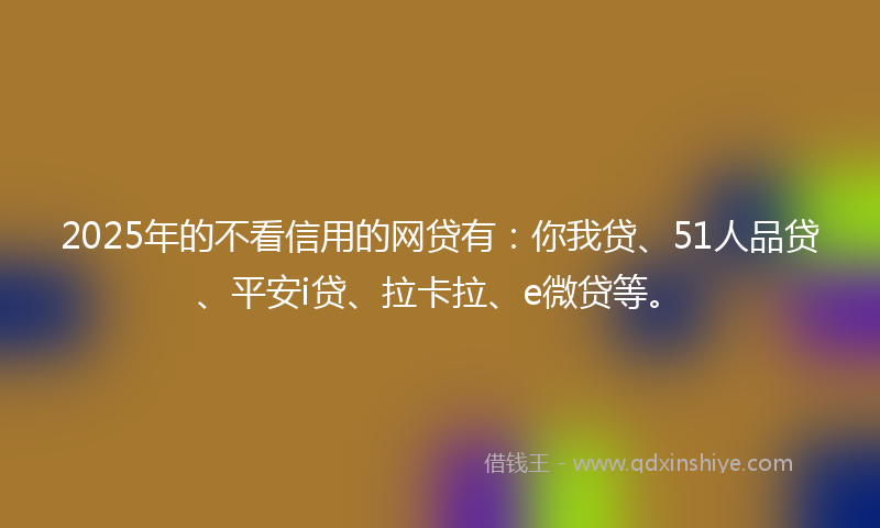 2025年的不看信用的网贷有：你我贷、51人品贷、平安i贷、拉卡拉、e微贷等。