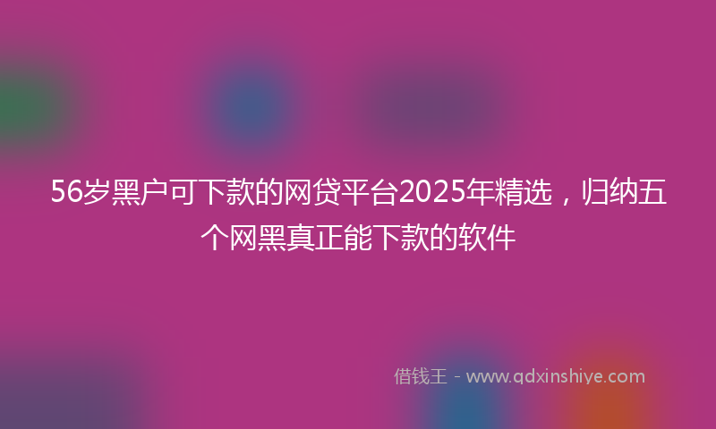56岁黑户可下款的网贷平台2025年精选，归纳五个网黑真正能下款的软件