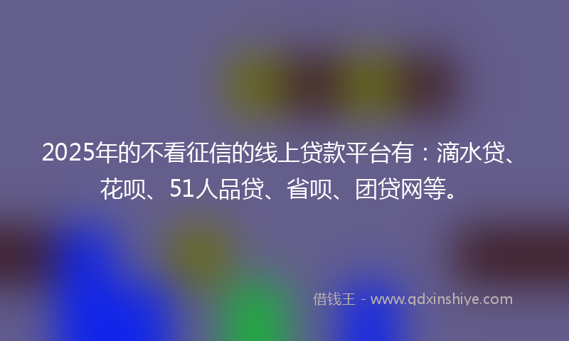 2025年的不看征信的线上贷款平台有：滴水贷、花呗、51人品贷、省呗、团贷网等。