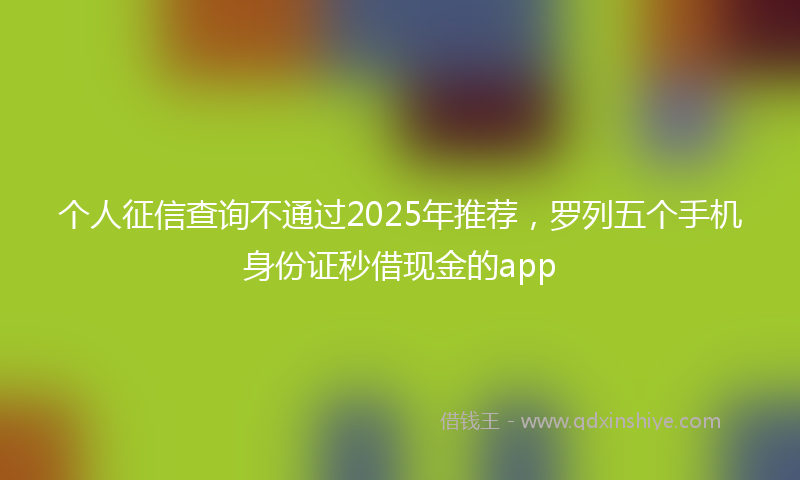个人征信查询不通过2025年推荐，罗列五个手机身份证秒借现金的app