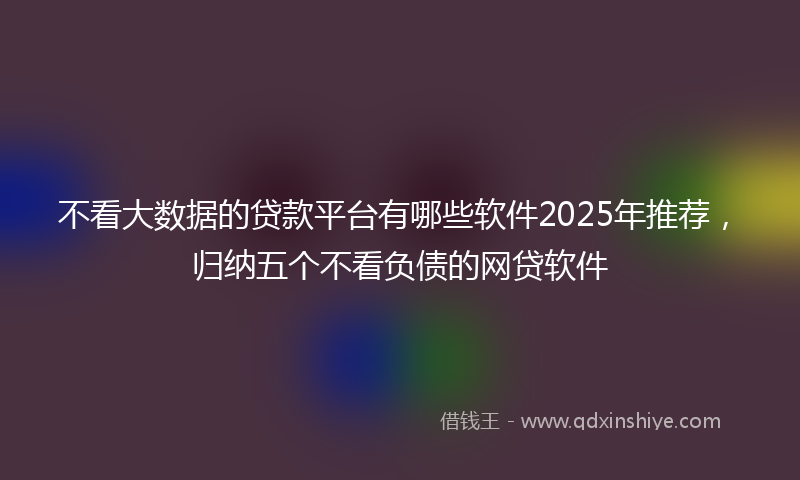 不看大数据的贷款平台有哪些软件2025年推荐，归纳五个不看负债的网贷软件