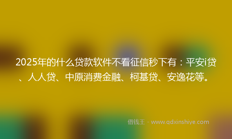 2025年的什么贷款软件不看征信秒下有：平安i贷、人人贷、中原消费金融、柯基贷、安逸花等。