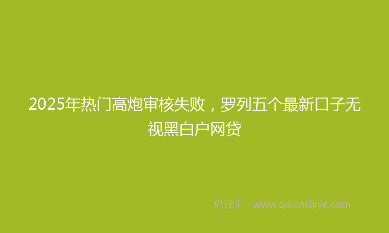 2025年热门高炮审核失败，罗列五个最新口子无视黑白户网贷