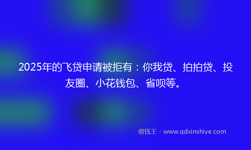 2025年的飞贷申请被拒有：你我贷、拍拍贷、投友圈、小花钱包、省呗等。