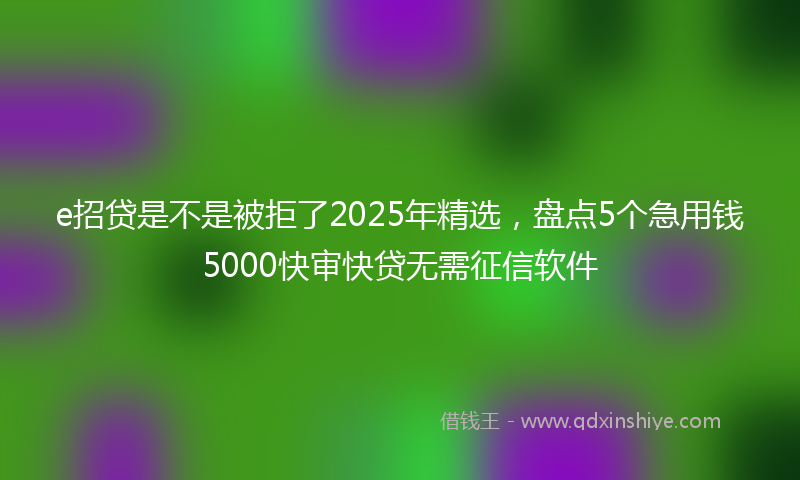 e招贷是不是被拒了2025年精选，盘点5个急用钱5000快审快贷无需征信软件