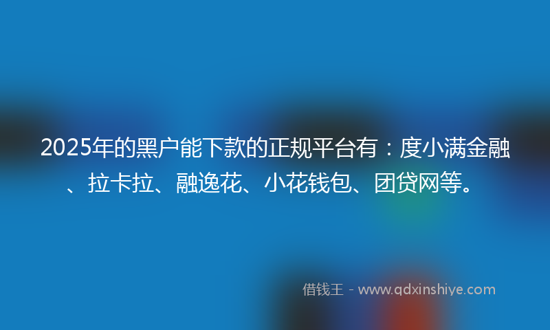 2025年的黑户能下款的正规平台有：度小满金融、拉卡拉、融逸花、小花钱包、团贷网等。