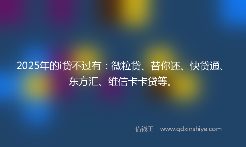 2025年的i贷不过有：微粒贷、替你还、快贷通、东方汇、维信卡卡贷等。