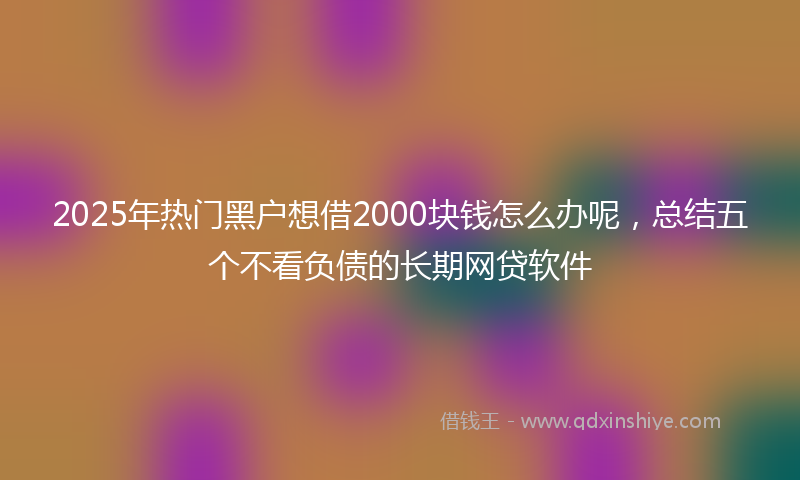 2025年热门黑户想借2000块钱怎么办呢，总结五个不看负债的长期网贷软件