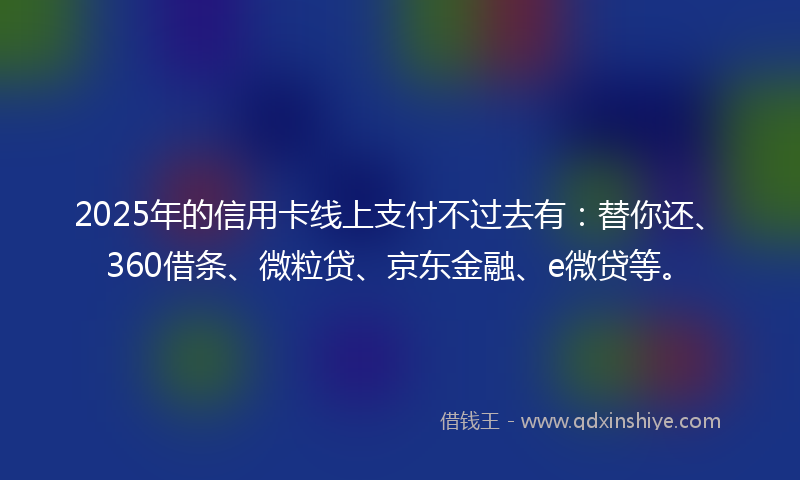 2025年的信用卡线上支付不过去有：替你还、360借条、微粒贷、京东金融、e微贷等。