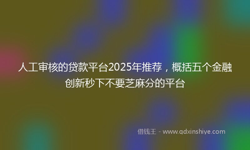 人工审核的贷款平台2025年推荐，概括五个金融创新秒下不要芝麻分的平台