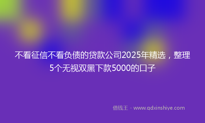 不看征信不看负债的贷款公司2025年精选，整理5个无视双黑下款5000的口子