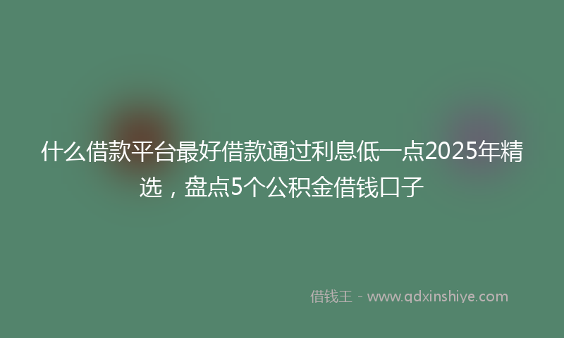 什么借款平台最好借款通过利息低一点2025年精选，盘点5个公积金借钱口子