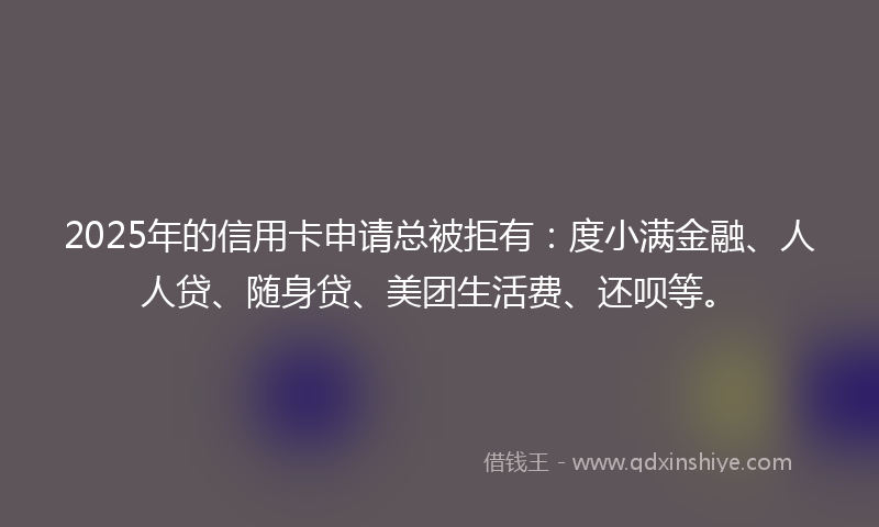 2025年的信用卡申请总被拒有：度小满金融、人人贷、随身贷、美团生活费、还呗等。