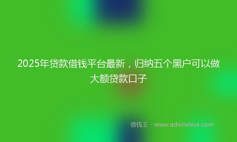 2025年贷款借钱平台最新，归纳五个黑户可以做大额贷款口子