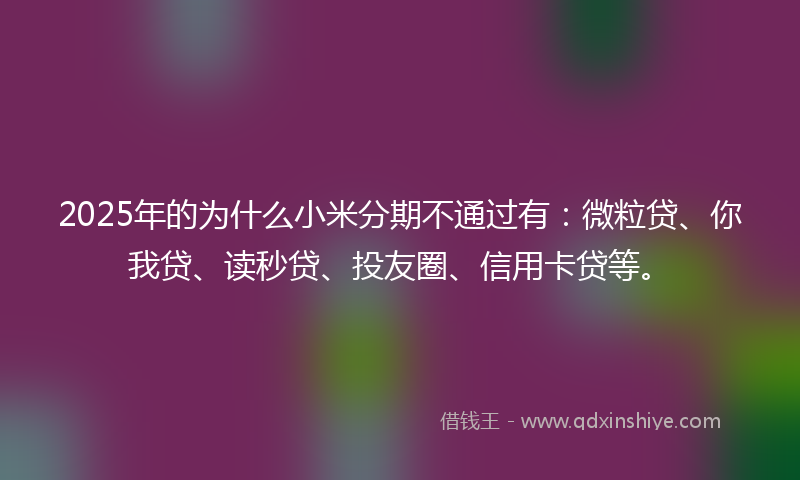 2025年的为什么小米分期不通过有：微粒贷、你我贷、读秒贷、投友圈、信用卡贷等。