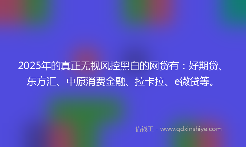 2025年的真正无视风控黑白的网贷有：好期贷、东方汇、中原消费金融、拉卡拉、e微贷等。
