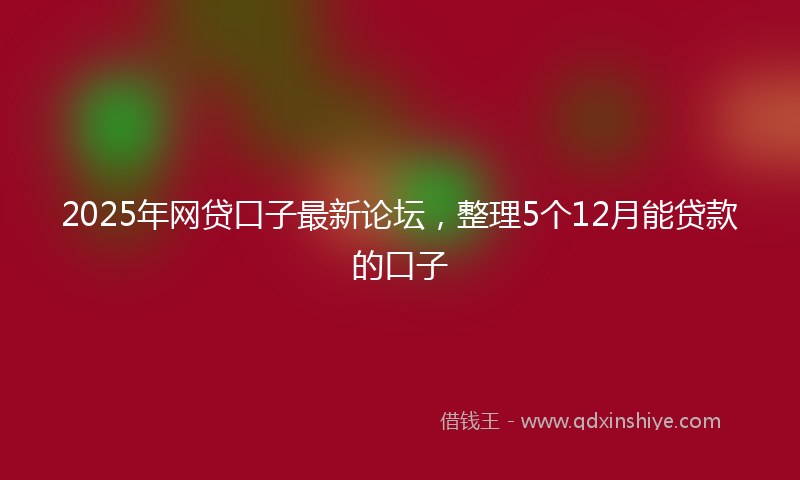 2025年网贷口子最新论坛，整理5个12月能贷款的口子