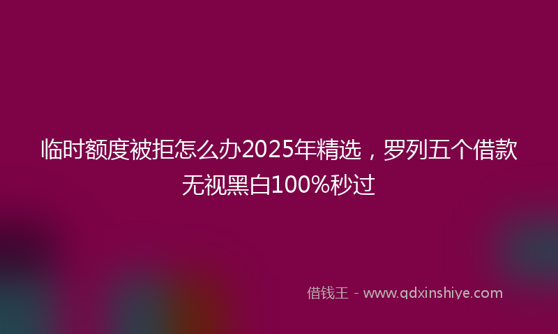 临时额度被拒怎么办2025年精选，罗列五个借款无视黑白100%秒过
