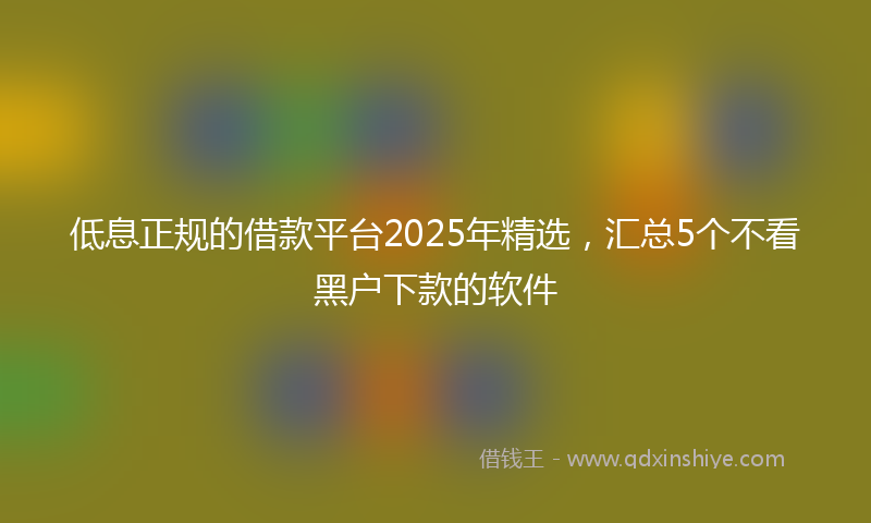 低息正规的借款平台2025年精选，汇总5个不看黑户下款的软件