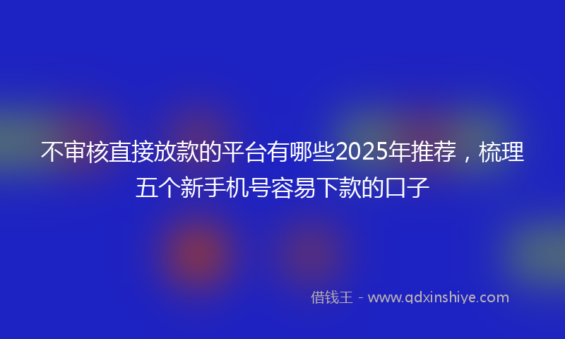 不审核直接放款的平台有哪些2025年推荐，梳理五个新手机号容易下款的口子