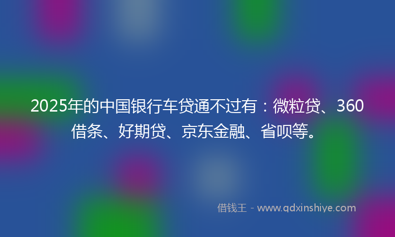 2025年的中国银行车贷通不过有：微粒贷、360借条、好期贷、京东金融、省呗等。