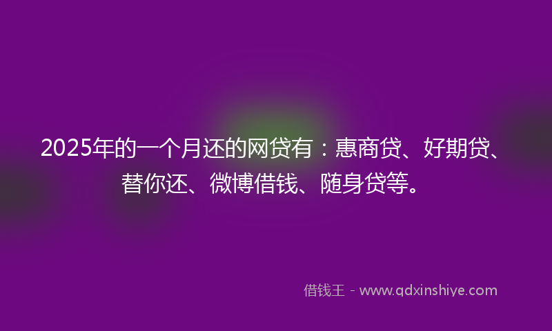 2025年的一个月还的网贷有：惠商贷、好期贷、替你还、微博借钱、随身贷等。