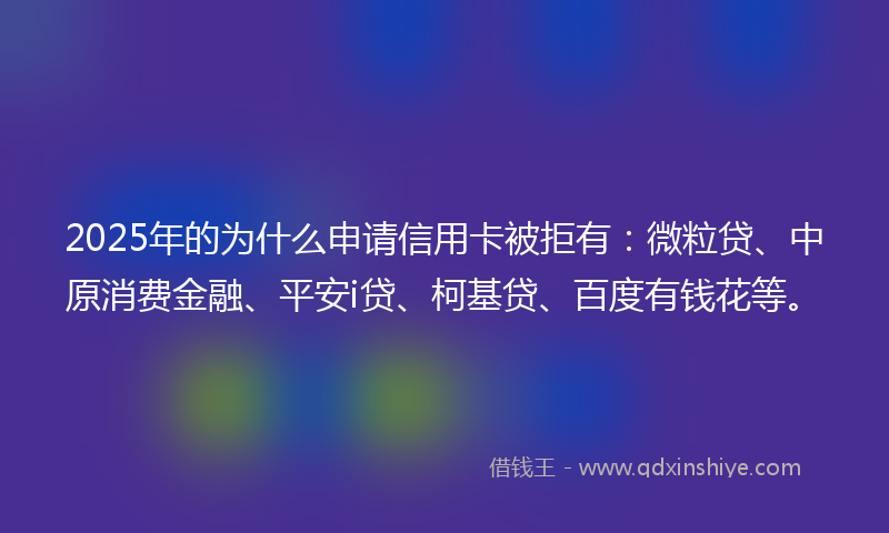 2025年的为什么申请信用卡被拒有：微粒贷、中原消费金融、平安i贷、柯基贷、百度有钱花等。