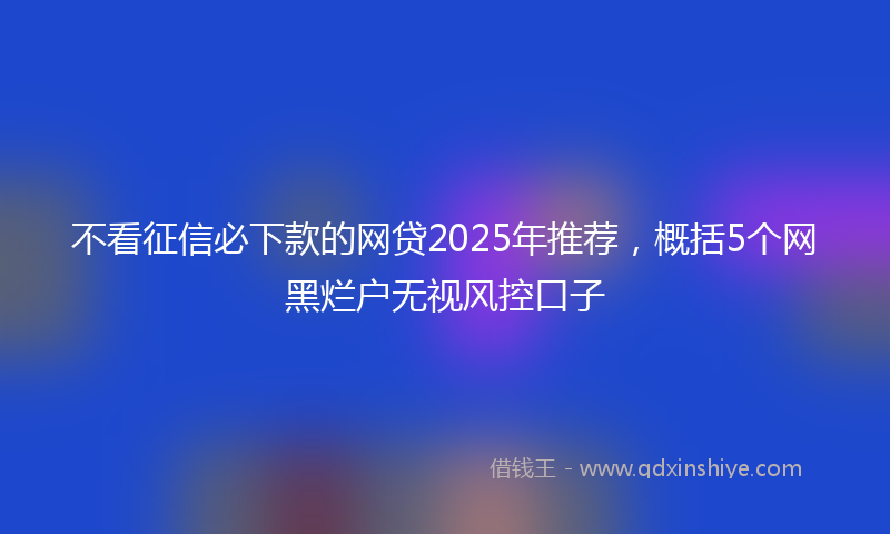 不看征信必下款的网贷2025年推荐，概括5个网黑烂户无视风控口子