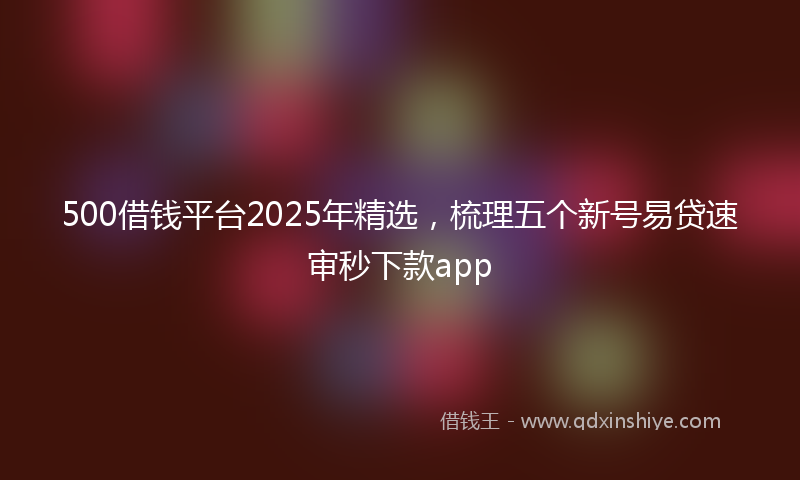 500借钱平台2025年精选，梳理五个新号易贷速审秒下款app