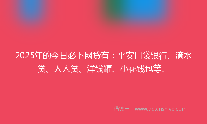 2025年的今日必下网贷有：平安口袋银行、滴水贷、人人贷、洋钱罐、小花钱包等。