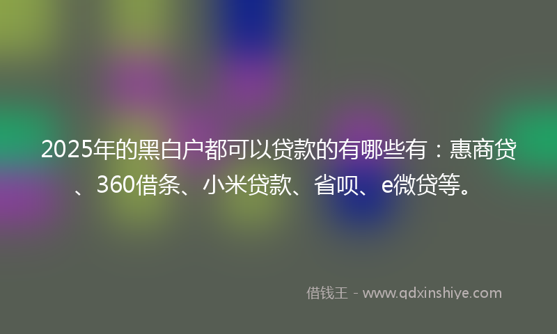 2025年的黑白户都可以贷款的有哪些有：惠商贷、360借条、小米贷款、省呗、e微贷等。