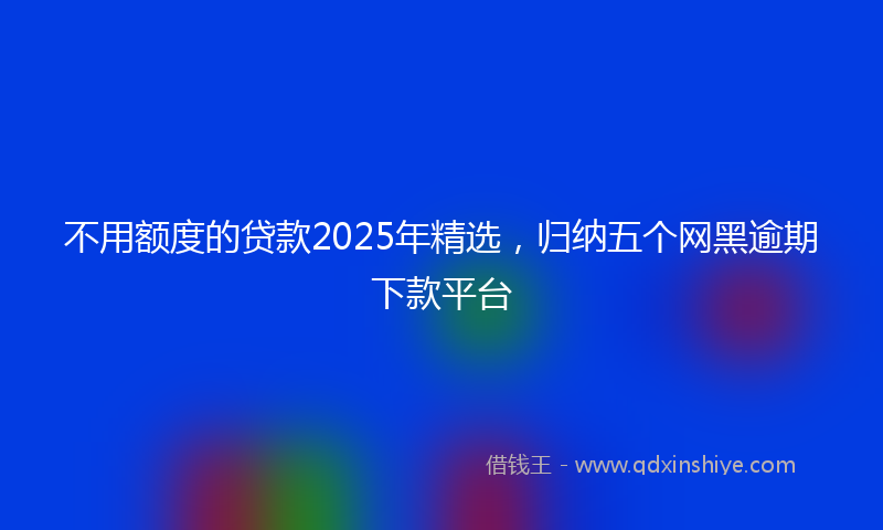 不用额度的贷款2025年精选，归纳五个网黑逾期下款平台