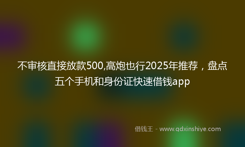 不审核直接放款500,高炮也行2025年推荐，盘点五个手机和身份证快速借钱app