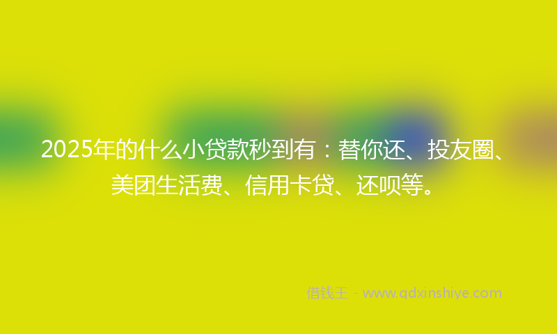 2025年的什么小贷款秒到有:替你还、投友圈、美团生活费、信用卡贷、还呗等。
