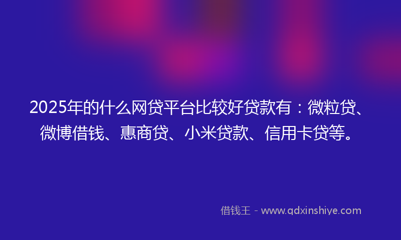 2025年的什么网贷平台比较好贷款有：微粒贷、微博借钱、惠商贷、小米贷款、信用卡贷等。