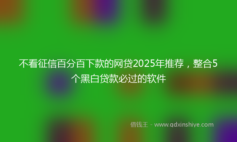 不看征信百分百下款的网贷2025年推荐，整合5个黑白贷款必过的软件