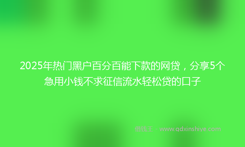 2025年热门黑户百分百能下款的网贷，分享5个急用小钱不求征信流水轻松贷的口子