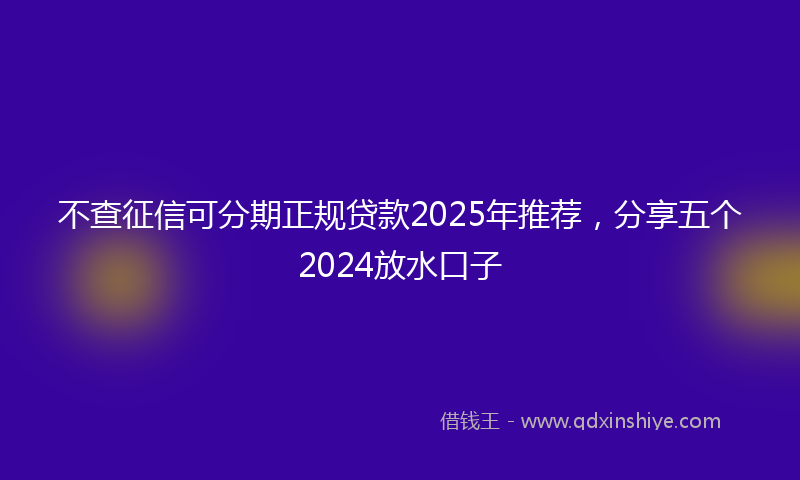 不查征信可分期正规贷款2025年推荐，分享五个2024放水口子
