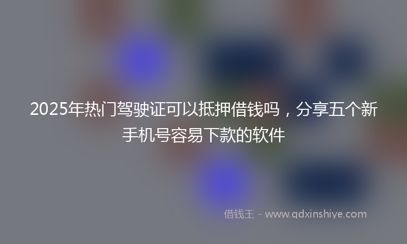 2025年热门驾驶证可以抵押借钱吗，分享五个新手机号容易下款的软件