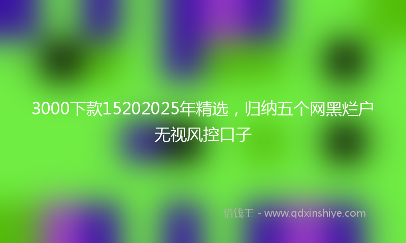 3000下款15202025年精选，归纳五个网黑烂户无视风控口子