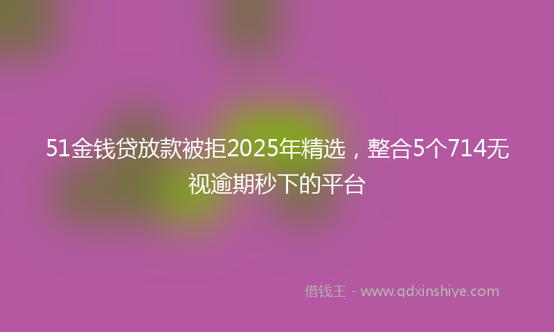 51金钱贷放款被拒2025年精选，整合5个714无视逾期秒下的平台