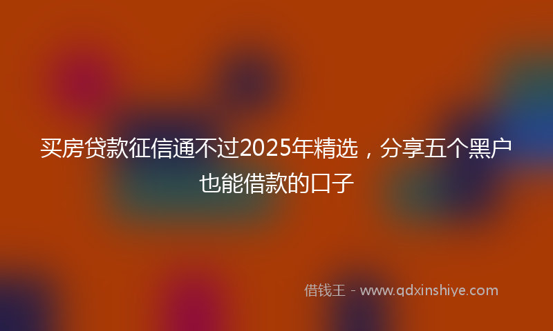 买房贷款征信通不过2025年精选，分享五个黑户也能借款的口子