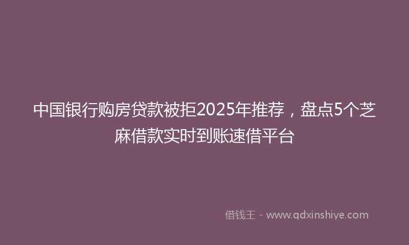 中国银行购房贷款被拒2025年推荐，盘点5个芝麻借款实时到账速借平台
