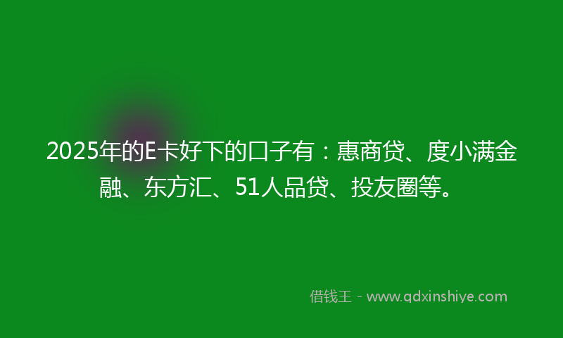 2025年的E卡好下的口子有：惠商贷、度小满金融、东方汇、51人品贷、投友圈等。